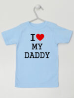 I Love My Daddy z Sercem - koszulka z napisem - Błękitny - Koszulka krótki rękaw