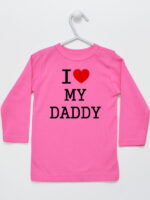 I Love My Daddy z Sercem - koszulka z napisem - Ciemny Różowy - Koszulka długi rękaw