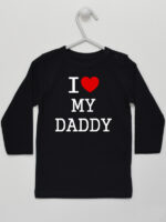 I Love My Daddy z Sercem - koszulka z napisem - Czarny - Koszulka długi rękaw