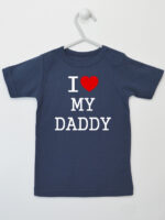 I Love My Daddy z Sercem - koszulka z napisem - Granatowy - Koszulka krótki rękaw