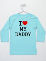 I Love My Daddy z Sercem - koszulka z napisem - Miętowy - Koszulka długi rękaw