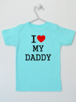 I Love My Daddy z Sercem - koszulka z napisem - Miętowy - Koszulka krótki rękaw