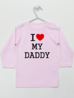 I Love My Daddy z Sercem - koszulka z napisem - Różowy - Koszulka długi rękaw