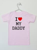 I Love My Daddy z Sercem - koszulka z napisem - Różowy - Koszulka krótki rękaw