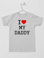 I Love My Daddy z Sercem - koszulka z napisem - Szary - Koszulka krótki rękaw