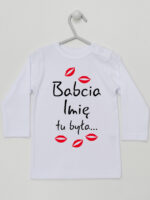 Babcia Tu Była z Całusami z Imieniem Babci - koszulka personalizowana - Biały - Koszulka długi rękaw