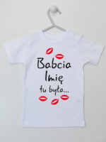 Babcia Tu Była z Całusami z Imieniem Babci - koszulka personalizowana - Biały - Koszulka krótki rękaw