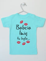Babcia Tu Była z Całusami z Imieniem Babci - koszulka personalizowana - Miętowy - Koszulka krótki rękaw