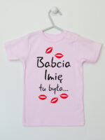 Babcia Tu Była z Całusami z Imieniem Babci - koszulka personalizowana - Różowy - Koszulka krótki rękaw