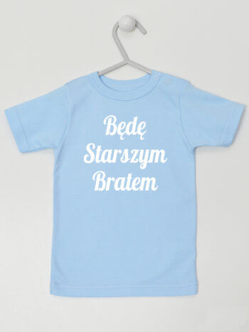 Będę Starszym Bratem - koszulka dla chłopczyka z nadrukiem - Błękitny - Koszulka krótki rękaw