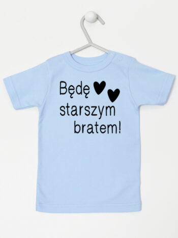 Koszulka Będę Starszym Bratem rozmiar 86, kolor błękitny, krótki rękaw