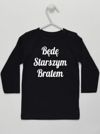 Koszulka Będę Starszym Bratem rozmiar 86, kolor czarny, długi rękaw