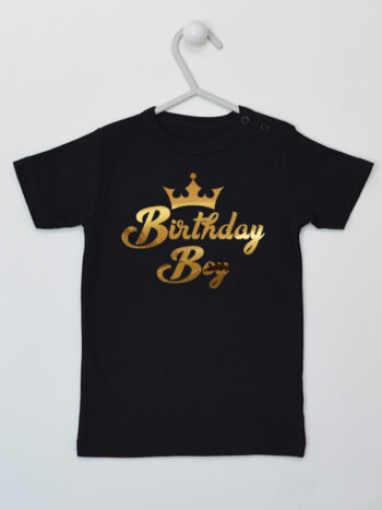 Birthday Boy Napis Złoty - koszulka na urodziny - Czarny - Koszulka krótki rękaw