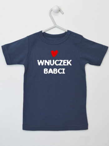 Wnuczek Babci z Czerwonym Sercem - t-shirt dla chłopca - Granatowy - Koszulka krótki rękaw