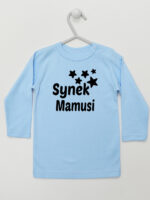 Synek Mamusi Nadruk z Gwiazdkami - t-shirt dla chłopczyka - Błękitny - Koszulka długi rękaw
