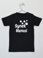 Synek Mamusi Nadruk z Gwiazdkami - t-shirt dla chłopczyka - Czarny - Koszulka krótki rękaw