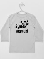 Synek Mamusi Nadruk z Gwiazdkami - t-shirt dla chłopczyka - Szary - Koszulka długi rękaw