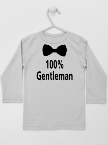 100% Gentelman - koszulka dla chłopca z mucha - Szary - Koszulka długi rękaw