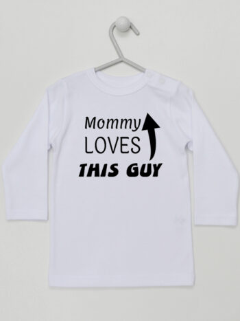 Mommy Loves This Guy - koszulka dla chłopca z nadrukiem - Biały - Koszulka długi rękaw