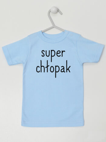 Super Chłopak - koszulka dla chłopca z napisem - Błękitny - Koszulka krótki rękaw