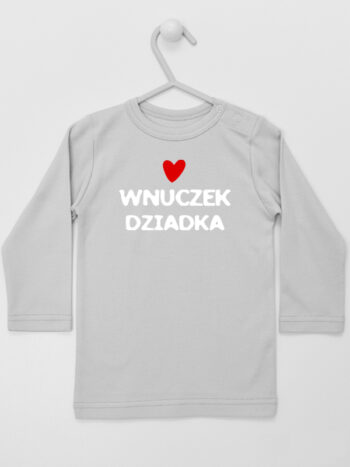 Wnuczek Dziadka z Sercem - t-shirt chłopięcy - Szary - Koszulka długi rękaw
