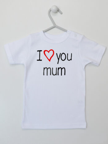 I Love Mum Serce Czerwone - koszulka dla dziecka - Biały - Koszulka krótki rękaw