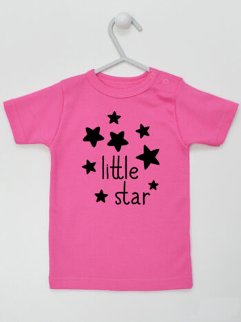 Little Star z Gwiazdkami - t-shirt dla dziewczynki - Ciemny Różowy - Koszulka krótki rękaw