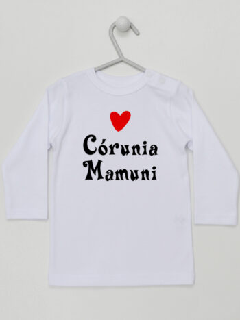 Córunia Mamuni Serce Czerwone - t-shirt dla dziewczynki - Biały - Koszulka długi rękaw