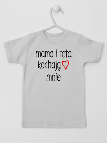 Mama I Tata Kochają Mnie - t-shirt dla niemowlaka - Szary - Koszulka krótki rękaw