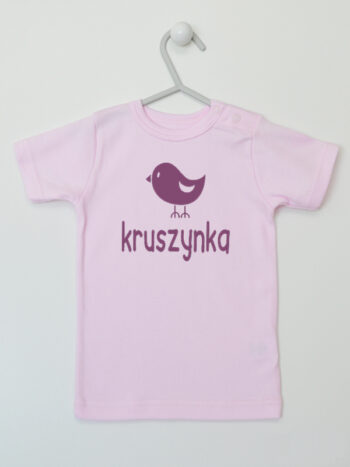 Kruszynka Nadruk Fioletowy - t-shirt dla dziewczynki - Różowy - Koszulka krótki rękaw