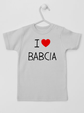 I Love Babcia z Sercem - koszulka z napisami - Szary - Koszulka krótki rękaw