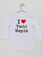 I Love + Twój Napis - koszulka z własnym nadrukiem - Biały - Koszulka długi rękaw