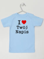 I Love + Twój Napis - koszulka z własnym nadrukiem - Błękitny - Koszulka krótki rękaw