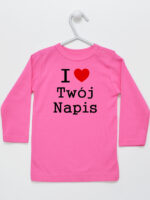 I Love + Twój Napis - koszulka z własnym nadrukiem - Ciemny Różowy - Koszulka długi rękaw