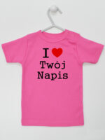 I Love + Twój Napis - koszulka z własnym nadrukiem - Ciemny Różowy - Koszulka krótki rękaw