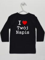 I Love + Twój Napis - koszulka z własnym nadrukiem - Czarny - Koszulka długi rękaw