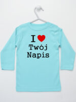 I Love + Twój Napis - koszulka z własnym nadrukiem - Miętowy - Koszulka długi rękaw