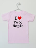 I Love + Twój Napis - koszulka z własnym nadrukiem - Różowy - Koszulka krótki rękaw