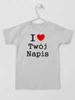 I Love + Twój Napis - koszulka z własnym nadrukiem - Szary - Koszulka krótki rękaw