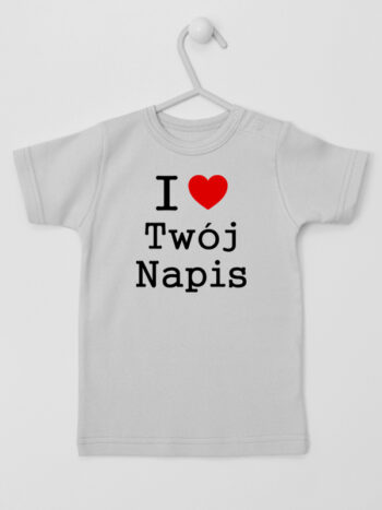 I Love + Twój Napis - koszulka z własnym nadrukiem - Szary - Koszulka krótki rękaw