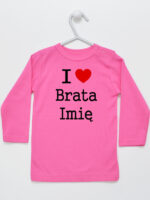 I Love Brata + Imię - koszulka z imieniem - Ciemny Różowy - Koszulka długi rękaw
