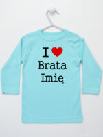 I Love Brata + Imię - koszulka z imieniem - Miętowy - Koszulka długi rękaw