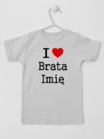 I Love Brata + Imię - koszulka z imieniem - Szary - Koszulka krótki rękaw