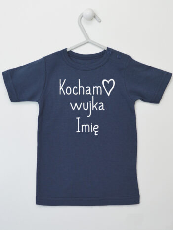 Kocham Wujka z Imieniem i Sercem - t-shirt z napisem o wujku - Granatowy - Koszulka krótki rękaw