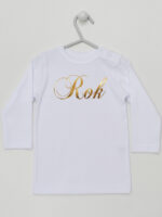 Rok Nadruk Złoty - t-shirt na 1 urodziny - Biały - Koszulka długi rękaw Rok Nadruk Złoty - t-shirt na 1 urodziny - Biały - Koszulka długi rękaw