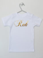 Rok Nadruk Złoty - t-shirt na 1 urodziny - Biały - Koszulka krótki rękaw Rok Nadruk Złoty - t-shirt na 1 urodziny - Biały - Koszulka krótki rękaw