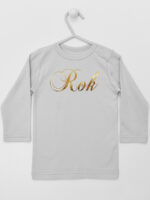 Rok Nadruk Złoty - t-shirt na 1 urodziny - Szary - Koszulka długi rękaw Rok Nadruk Złoty - t-shirt na 1 urodziny - Szary - Koszulka długi rękaw