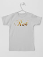 Rok Nadruk Złoty - t-shirt na 1 urodziny - Szary - Koszulka krótki rękaw Rok Nadruk Złoty - t-shirt na 1 urodziny - Szary - Koszulka krótki rękaw