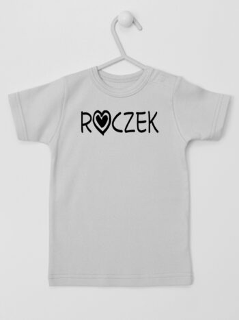 Roczek Napis z Serduszkiem - koszulka niemowlęca - Szary - Koszulka krótki rękaw