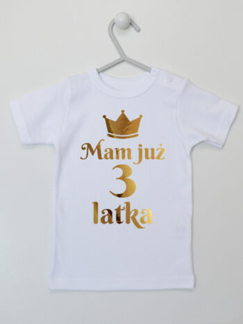 Mam Już 3 Latka z Koroną - koszulka na 3 urodziny - Biały - Koszulka krótki rękaw